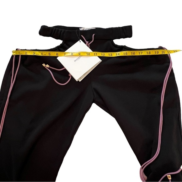 NWT HAN WEN NY Relaxed Fit Cut Out Waist Hips Jogger Pants With Pink Ties XS Y2K - Picture 9 of 16
